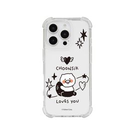 [S2B] KAKAO FRIENDS CHOONSIK Clear TPU+PC Bumper Case – Crystal Clear, Shock-Absorbing, Camera & Button Protection for iPhone & Galaxy - Made in Korea